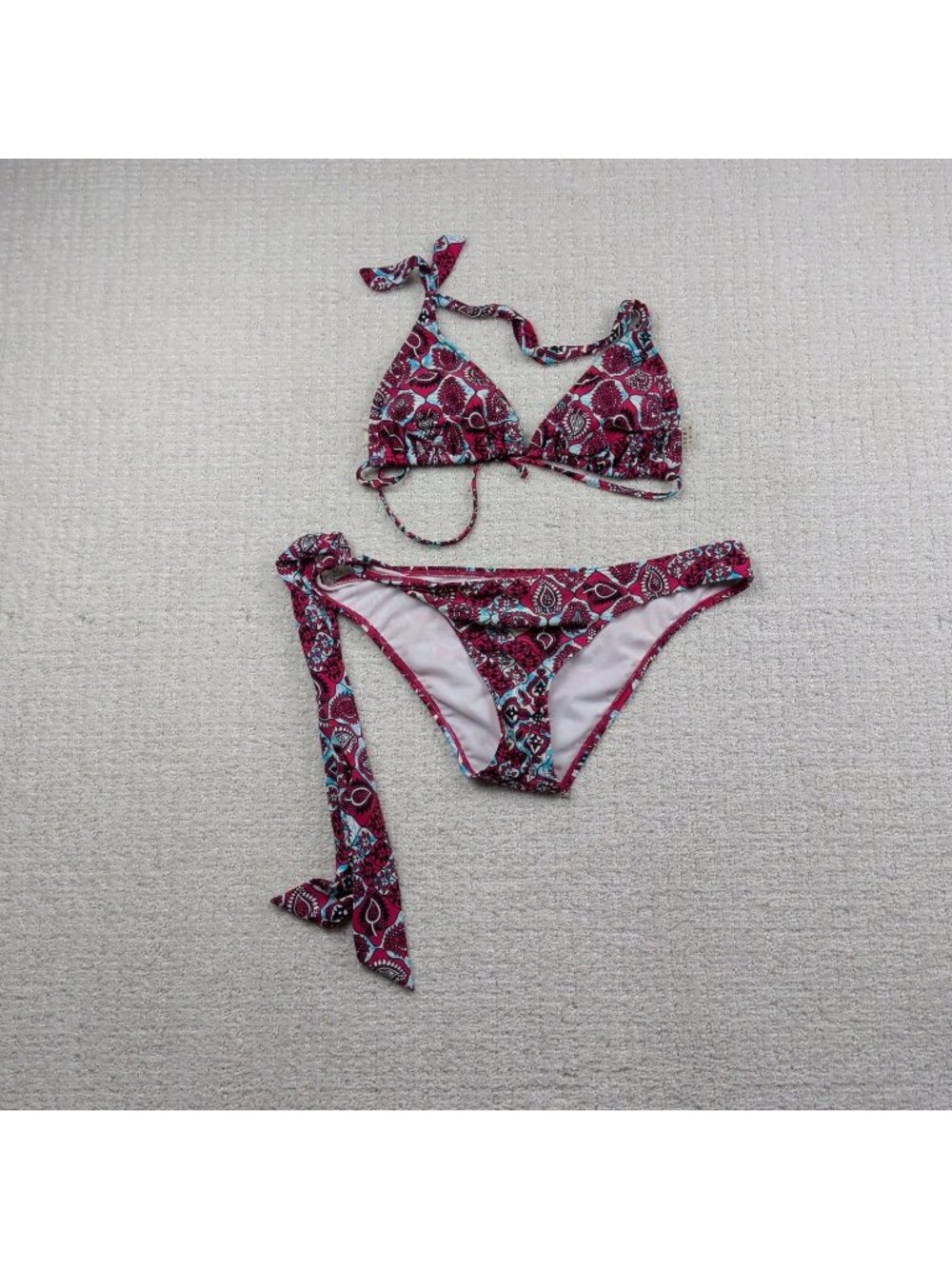 Y2K Bikini Set Two Piece Swimwear Floral Boho Paisley Beach Festival Read